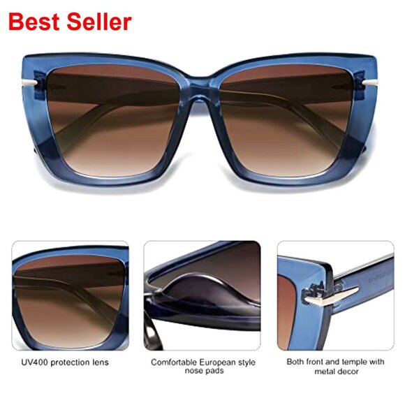 Oversized Cat Eye Sunglasses with UV400 Protection, 70s Trendy Style main image 6